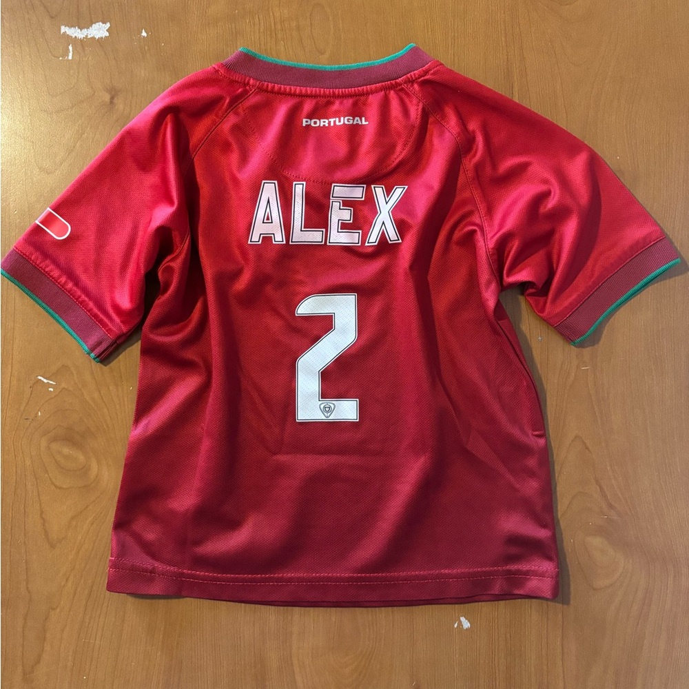 Portugal Home Soccer Football Jersey ALEX #2 Size Youth 3 Years